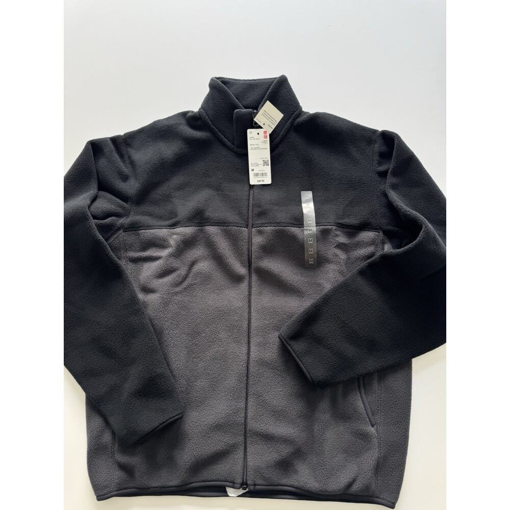 Uniqlo Fleece Jacket Full Zip Jacket Dark Gray Unisex Size Medium
